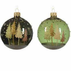 Boule De Noël|KAEMINGK Lot de 6 boules de Noël (D80 mm) en verre Pia Vert sapin