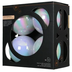 Boule De Noël|KAEMINGK Lot de 4 boules de Noël (D100 mm) Aravis Blanc irisé