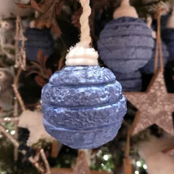 Boule De Noël|KAEMINGK Lot de 3 boules de Noël (D80 mm) en verre Silva Bleu nuit