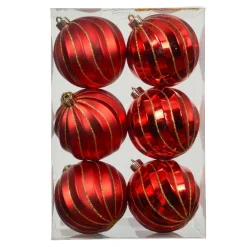 Boule De Noël|KAEMINGK Lot de 6 boules de Noël (D80 mm) Glam chic Rouge