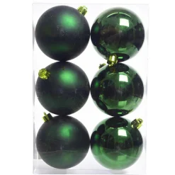 Boule De Noël|KAEMINGK Lot de 6 boules de Noël (D80 mm) Aravis Vert sapin