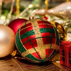 Boule De Noël|KAEMINGK Lot de 12 boules de Noël (D80 mm) kity Rouge