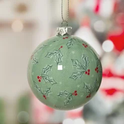 Boule De Noël|KAEMINGK Lot de 7 boules de Noël (D80 mm) Houx et rouge Vert