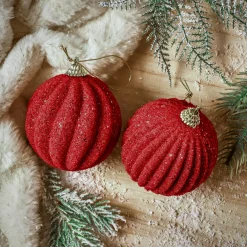 Boule De Noël|KAEMINGK Lot de 12 boules de Noël (D80 mm) Reflet d’or Rouge