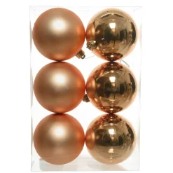 Boule De Noël|KAEMINGK Lot de 6 boules de Noël (D80 mm) Aravis Cognac