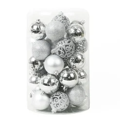 Boule De Noël|KAEMINGK Lot de 35 boules de Noël (D60 mm) Aravis Argent