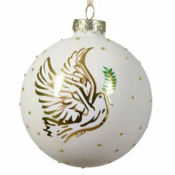 Boule De Noël|KAEMINGK Lot de 3 boules de Noël (D80 mm) en verre Colombe Blanc laine