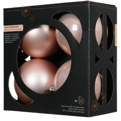 Boule De Noël|KAEMINGK Lot de 4 boules de Noël (D100 mm) Aravis Rose poudré