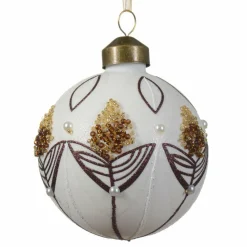 Boule De Noël|KAEMINGK Lot de 3 boules de Noël (D80 mm) en verre Douceur sucrée Blanc laine