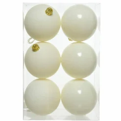 Boule De Noël|KAEMINGK Lot de 6 boules de Noël (D80 mm) Alpine Blanc laine