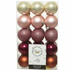 Boule De Noël|KAEMINGK Lot de 30 boules de Noël (D60 mm) Alpine multi Vieux rose