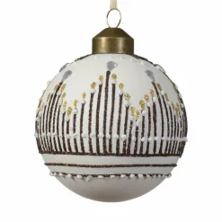 Boule De Noël|KAEMINGK Lot de 3 boules de Noël (D80 mm) en verre Sil Blanc