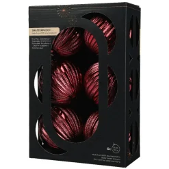 Boule De Noël|KAEMINGK Lot de 6 Boules de Noël (D80 mm) Glitter Bordeaux