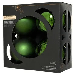 Boule De Noël|KAEMINGK Lot de 4 boules de Noël (D100 mm) Aravis Vert sapin
