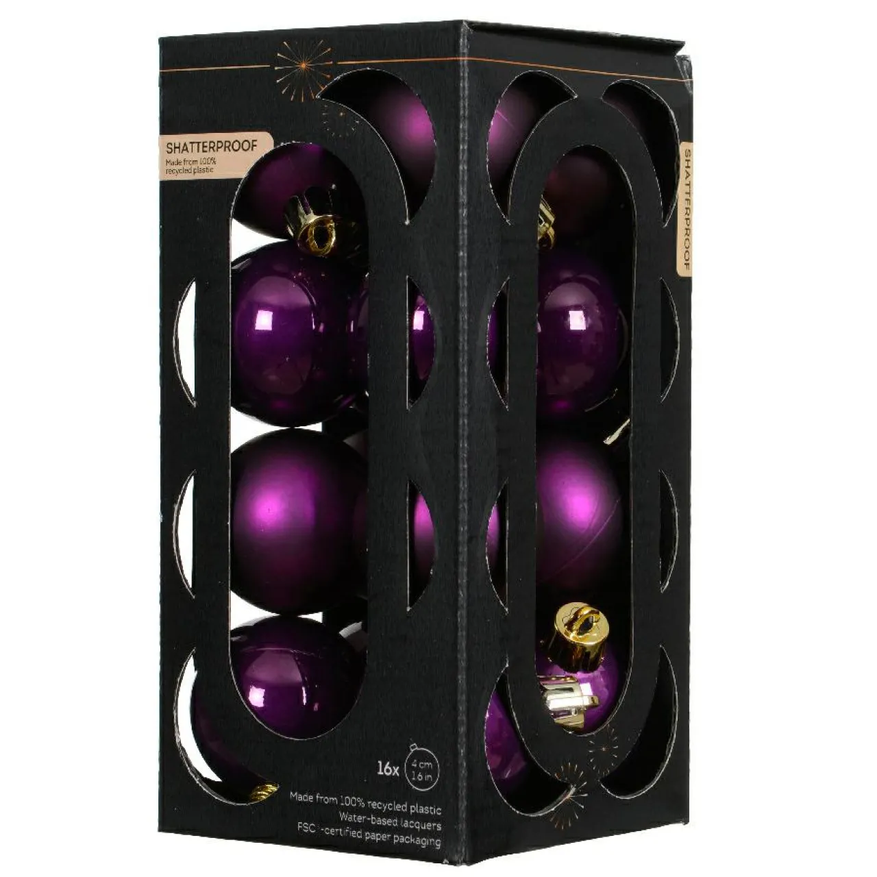Boule De Noël|KAEMINGK Lot de 16 boules de Noël (D40 mm) Aravis Figue Violet