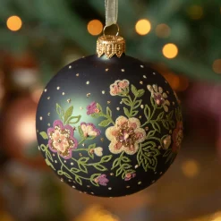 Boule De Noël|KAEMINGK Lot de 6 boules de Noël (D80 mm) en verre Bouquet Vert sapin