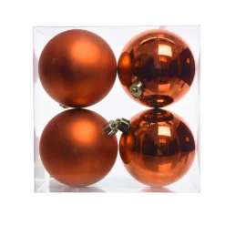 Boule De Noël|KAEMINGK Lot de 4 boules de Noël (D100 mm) Aravis Orange