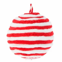 Boule De Noël|KOOPMAN Lot de 3 boules de Noël (D100 mm) Laine rayé et blanc Rouge