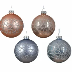 Boule De Noël|KAEMINGK Lot de 12 boules de Noël (D80 mm) en verre Lazy Rose et Bleu vaporeux