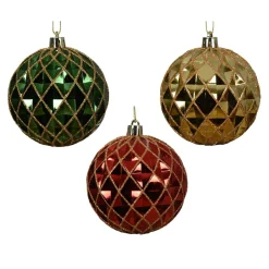 Boule De Noël|KAEMINGK Lot de 12 boules de Noël (D80 mm) Venise de nuit pailleté or Multicolore