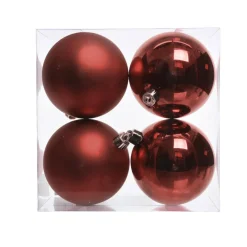 Boule De Noël|KAEMINGK Lot de 4 boules de Noël (D100 mm) Aravis Bordeaux