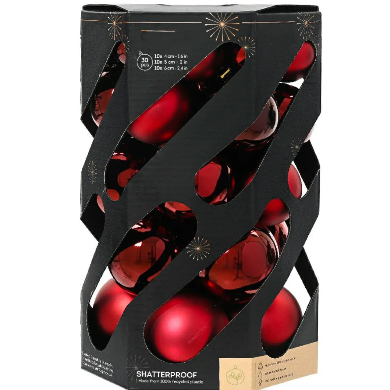 Boule De Noël|KAEMINGK Lot de 30 boules de Noël (D60 mm) Aravis Bordeaux
