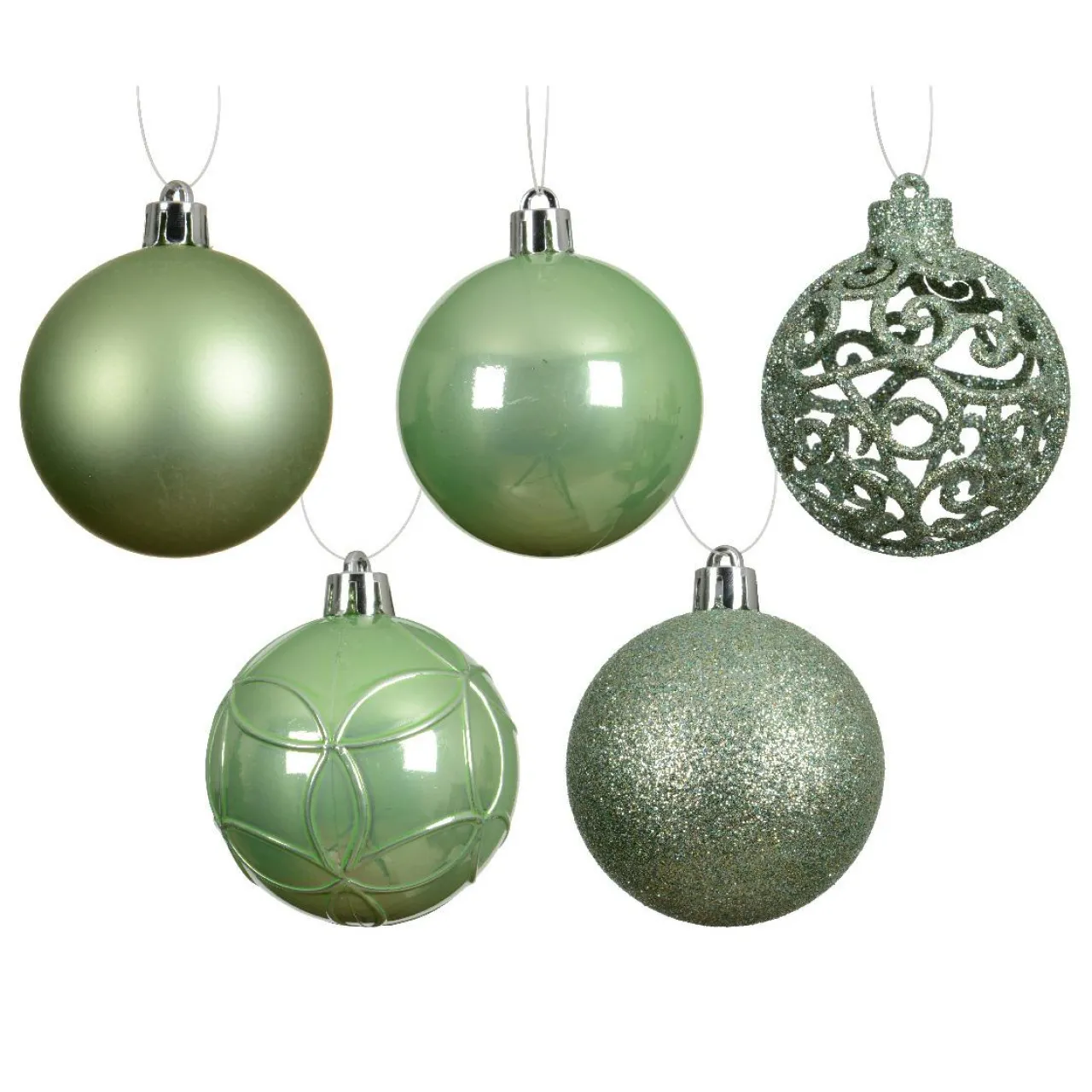 Boule De Noël|KAEMINGK Lot de 35 boules de Noël (D60 mm) Aravis mix Vert matcha