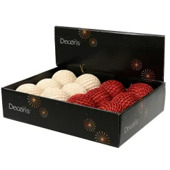 Boule De Noël|KAEMINGK Lot de 12 boules de Noël (D100 mm) Carreaux et paillettes et perle Rouge