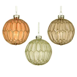 Boule De Noël|KAEMINGK Lot de 12 boules de Noël en verre (D80 mm) Chic pailleté or Multicolore