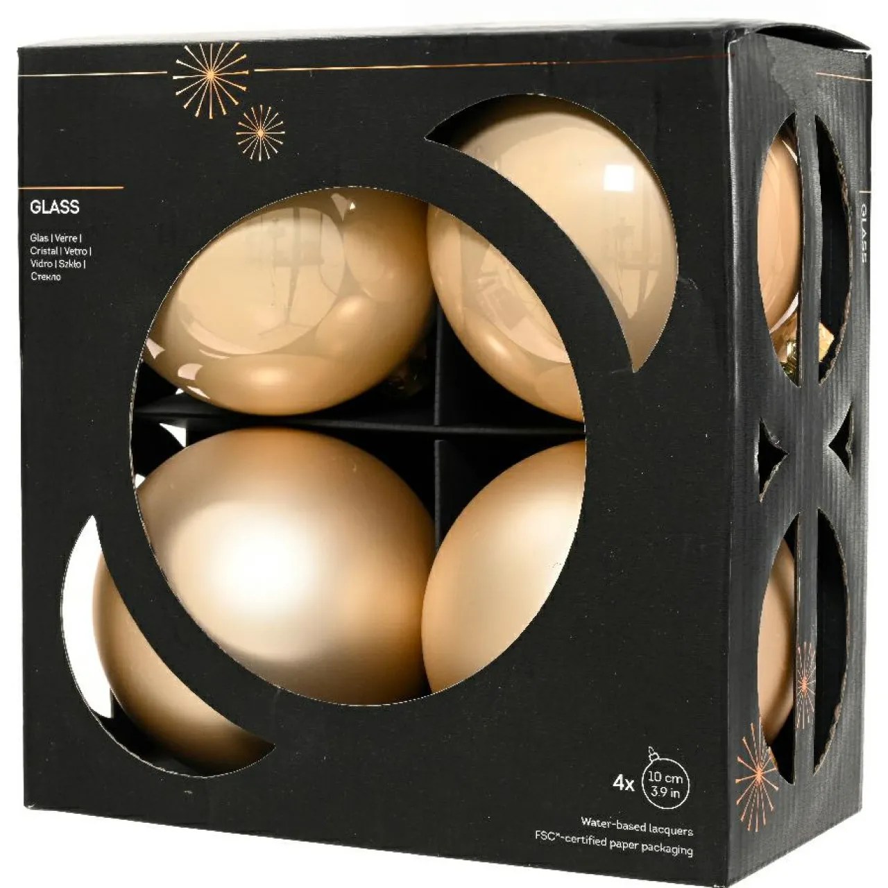 Boule De Noël|KAEMINGK Lot de 4 boules de Noël en verre (D100 mm) Boréal Perle