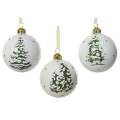 Boule De Noël|KAEMINGK Lot de 3 boules de Noël en verre (D80 mm) Forêt mystique Blanc laine