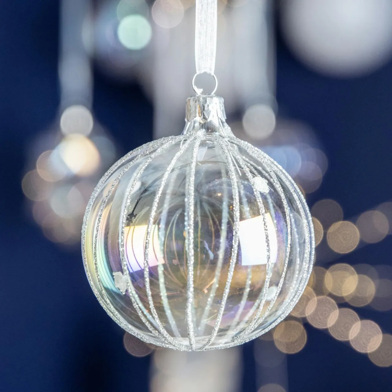 Boule De Noël|KAEMINGK Lot de 6 boules de Noël en verre (D80 mm) Ice Transparent irisé