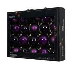 Boule De Noël|KAEMINGK Lot de 21 boules de Noël en verre (D60 à 75 mm) Assorties Cristal Figue Violet