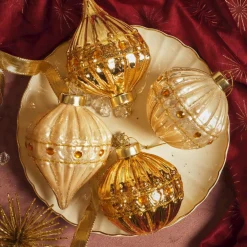 Boule De Noël|KAEMINGK Lot de 12 boules de Noël en verre (D80 mm) Perle de Venise et perle Or