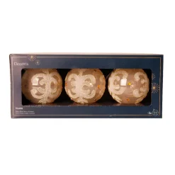 Boule De Noël|KAEMINGK Lot de 3 boules de Noël en verre (D80 mm) Castel Perle