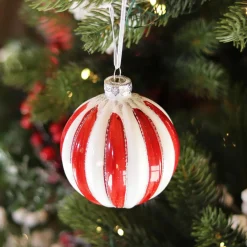 Boule De Noël|KAEMINGK Lot de 3 boules de Noël en verre (D80 mm) Cotelées Rouge