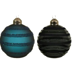 Boule De Noël|KAEMINGK Lot de 3 boules de Noël en verre (D80 mm) Linta Bleu nuit