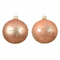 Boule De Noël|KAEMINGK Lot de 6 boules de Noël en verre (D80 mm) Astre Rose poudré
