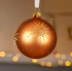 Boule De Noël|KAEMINGK Lot de 6 boules de Noël en verre (D80 mm) Diamond star Cognac