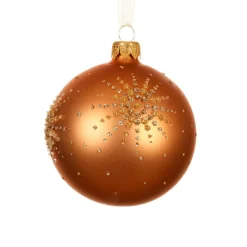 Boule De Noël|KAEMINGK Lot de 6 boules de Noël en verre (D80 mm) Diamond star Cognac