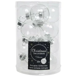 Boule De Noël|KAEMINGK Lot de 16 boules de Noël en verre (D35 mm) Myst Transparent
