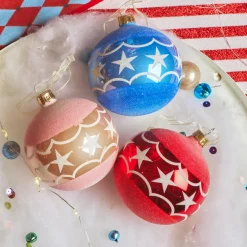 Boule De Noël|KAEMINGK Lot de 6 boules de Noël en verre (D80 mm) Cirque d'étoile Multicolore