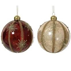 Boule De Noël|KAEMINGK Lot de 12 boules de Noël en verre (D100mm) Feu d'artifice et Bordeaux Perle