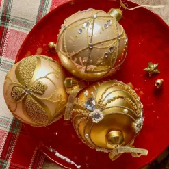 Boule De Noël|KAEMINGK Lot de 12 boules de Noël en verre (D80 mm) Altesse et perle Or