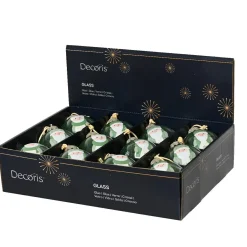 Boule De Noël|KAEMINGK Lot de 12 boules de Noël en verre (D80 mm) Lutins joyeux Vert romarin