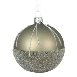 Boule De Noël|KAEMINGK Lot de 6 boules de Noël en verre (D80 mm) Ballotine Vert romarin