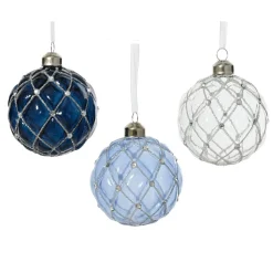 Boule De Noël|KAEMINGK Lot de 12 boules de Noël en verre (D80 mm) Majestic et transparent Bleu