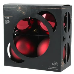 Boule De Noël|KAEMINGK Lot de 4 boules de Noël en verre (D100 mm) Boréal Bordeaux