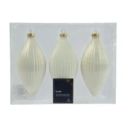 Boule De Noël|KAEMINGK Lot de 3 boules de Noël en verre (D60 mm) Goutte précieuse Blanc laine
