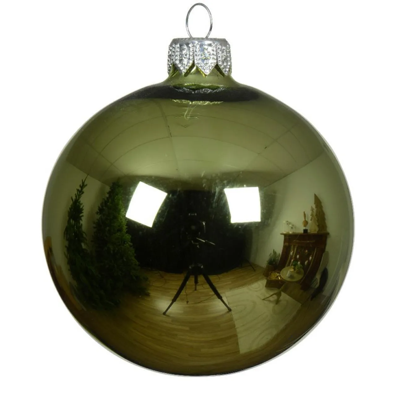 Boule De Noël|KAEMINGK Lot de 6 boules de Noël en verre (D80 mm) Arctique brillante Thé Vert